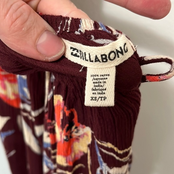 Pacsun Billabong Awoke For The Waves Marron Red Floral Ruffled Halter Maxi Dress - Picture 4 of 11